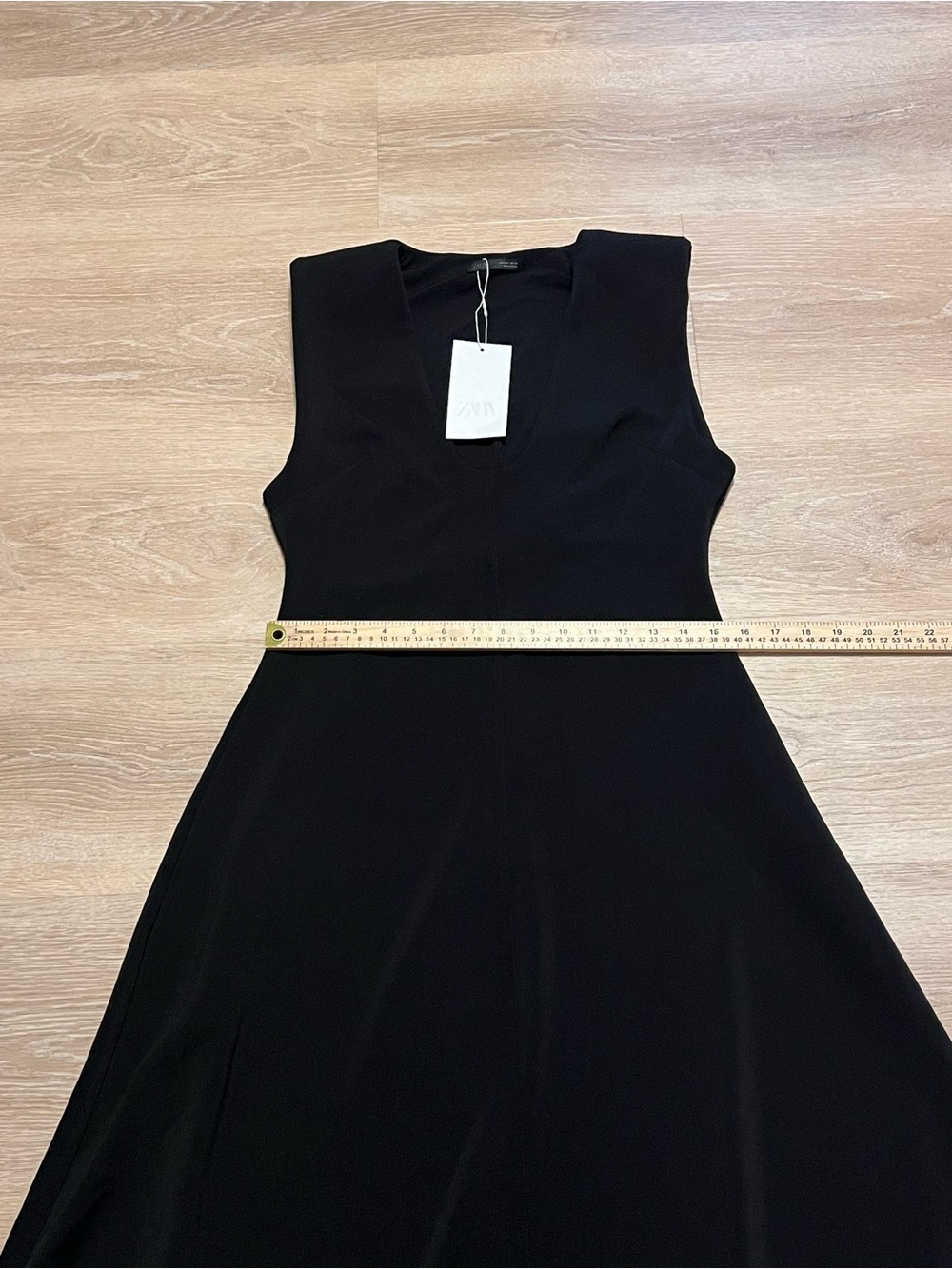 NWT Zara‎ Black Sleeveless A-Line Midi Dress Minimalist Elegant Size Large - Picture 12 of 16